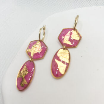 Pink And Gold Foil Geometric Statement Earrings, 6 of 9