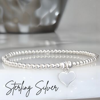 Sterling Silver Prom Night 2026 Heart Stretch Bracelet, 5 of 12