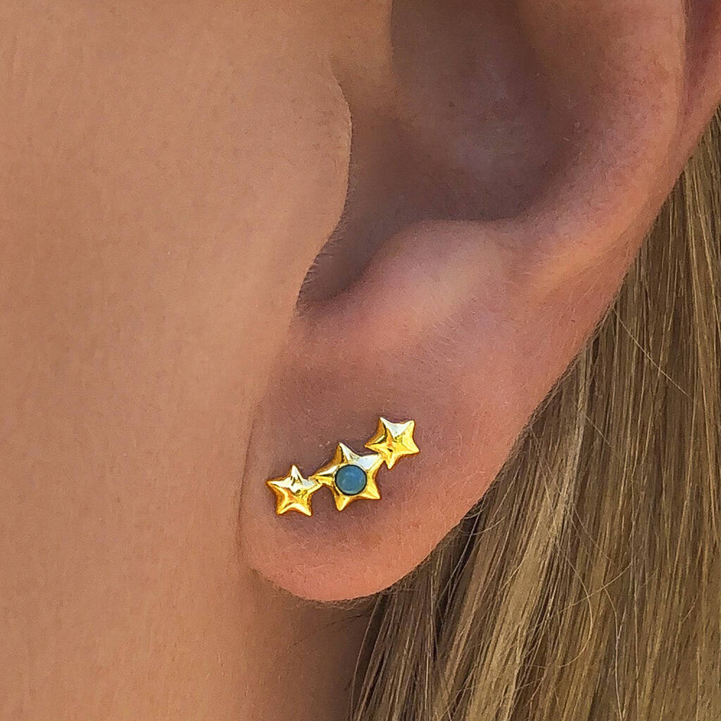 Orion Star Turquoise Gold Plated Stud Earrings, 1 of 4