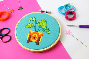 'Monstera' Mini Embroidery Craft Kit, 2 of 3