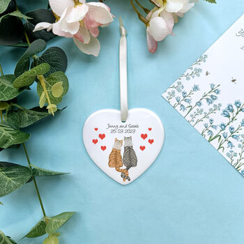 Personalised Cat Wedding Heart Keepsake, 3 of 7