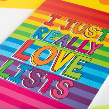 I Just Really Love Lists A5 Rainbow Stripe Notebook, 5 of 10