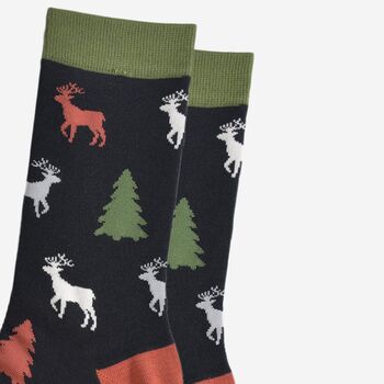 Men's Bamboo Socks Stag Reindeer Christmas Tree, 3 of 5