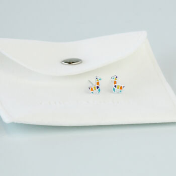 Sterling Silver Geometric Llama Stud Earrings, 4 of 5
