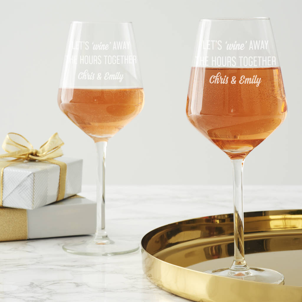 Couple's 'wine Away' Personalised Wine Glass Set By Becky Broome