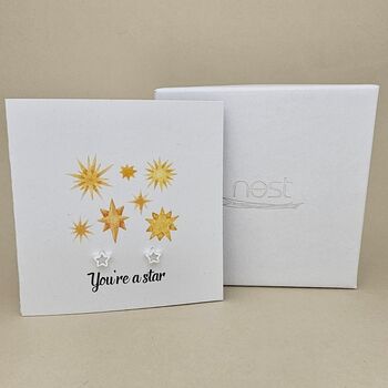 Boxed 'You're A Star' Star Stud Earrings Card, 2 of 3