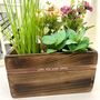 Personalised Wooden Pot Planter With Copper Message, thumbnail 7 of 9