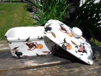Lidded Butterdish In Hubble Bubble Witches Design, 4 of 7
