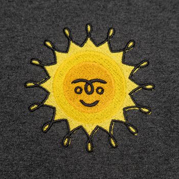 Morning Sun Embroidered T Shirt Graphite, 3 of 6