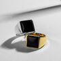 Black Onyx Square Signet Ring 18 K Gold Plated Solid Silver, thumbnail 3 of 4