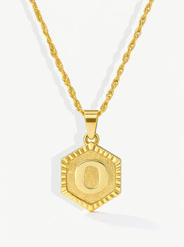 Textured Initial Coin Necklace With Rope Chain, 8 of 11