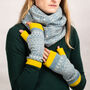 Knitted Fair Isle Wrist Warmers With Thumbs Brights, thumbnail 3 of 8
