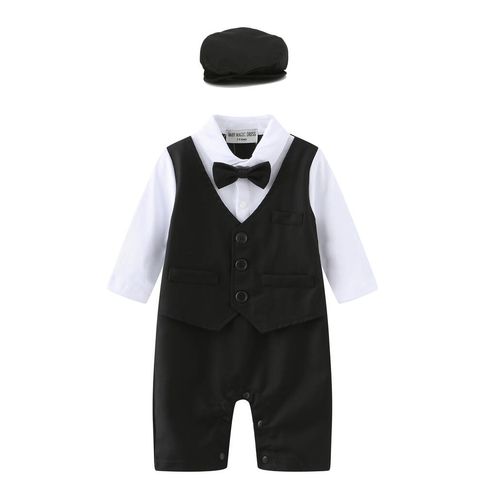 Baby Boy's All In One Outfit With Matching Hat By Baby Magic Dress
