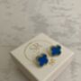 Blue Clover Stud Earrings, thumbnail 3 of 3