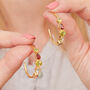 Multi Gemstone Silver Gold Plated Stud Hoops, thumbnail 8 of 12