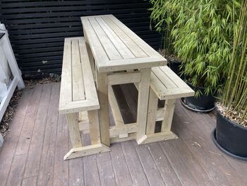 Bar Style Dining Table And Benches Treated, 11 of 12