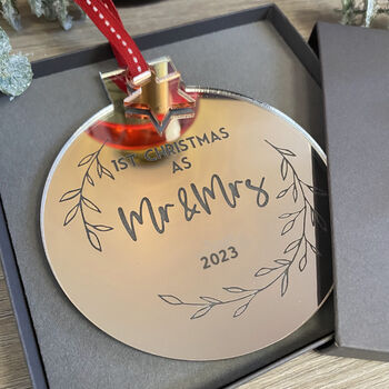 Personalised Rose Gold Round Christmas Bauble 23, 6 of 11