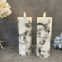20cm Marbled Grey LED Pillar Candle – Real Wax, thumbnail 5 of 12