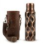 Hammered Copper Water Bottle And Geunine Leather Carrying Bag Set, thumbnail 7 of 11