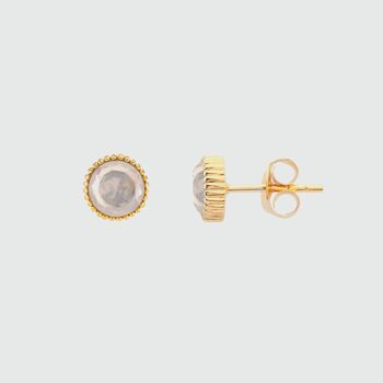 Barcelona October Rose Quartz Birthstone Gold Earrings, 3 of 4
