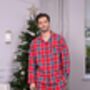 Mens Brushed Woven Red Check Pyjama, thumbnail 1 of 5