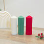 Geometric Christmas Pillar Candles Set Of Three, thumbnail 1 of 5