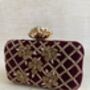 Maroon Velvet Handcrafted Rectangular Clutch Bag, thumbnail 3 of 10