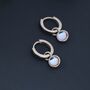 Dangle Moonstone Huggie Hoop In Sterling Silver, thumbnail 1 of 12
