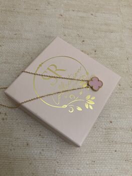 Double Sided Pink Clover Necklace, 5 of 5
