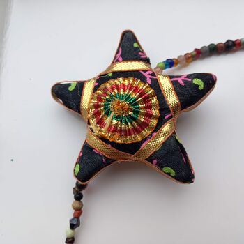Handmade Wood And Sari Moon And Star Decoration, 6 of 6