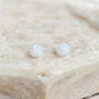 Mini Sterling Silver White Opal Ball Stud Earrings, thumbnail 3 of 7