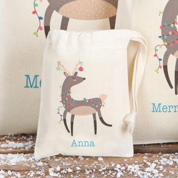 Personalised Christmas Reindeer Cotton Bags, 2 of 5