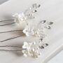 White Flower Bridal Hair Pin Set, thumbnail 3 of 3