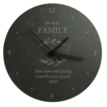 Personalised Botanical Slate Wall Clock, 5 of 5