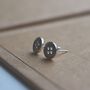 Button Stud Earrings Sterling Silver Textured Handmade, thumbnail 1 of 3