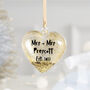Personalised Newlywed Gold Heart Christmas Bauble, thumbnail 3 of 7