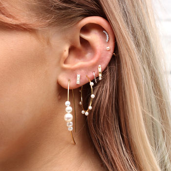 Gold Plated Or Silver And Crystal Crescent Earrings, 3 of 7