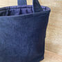 Navy Linen Bag Handmade With Slow Stitching, thumbnail 3 of 3