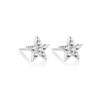 Girl's Celestial White Topaz Sterling Star Earrings, 3 of 6