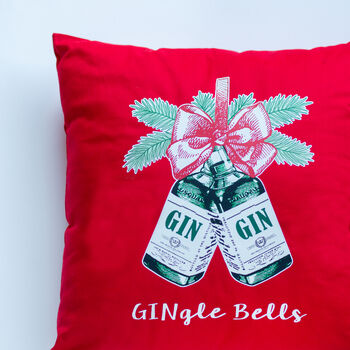'Gingle Bells' Gin Christmas Cushion, 5 of 6