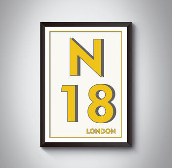 N18 Upper Edmonton London Postcode Typography Print, 4 of 10