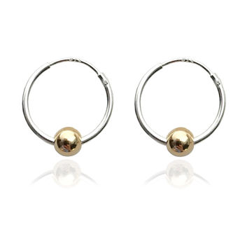 Small Sterling Silver Hoops With A Single 9ct Gold Bead, 6 of 6