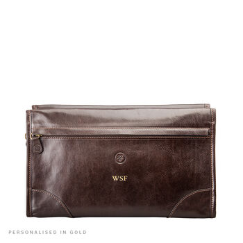 Personalsied Luxury Large Leather Wash Bag. 'The Tanta', 2 of 10