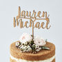 Romantic Personalised Couples Wooden Cake Topper, thumbnail 2 of 6