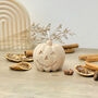 Autumn Beige Carved Pumpkin Candle Halloween Decor, thumbnail 2 of 10