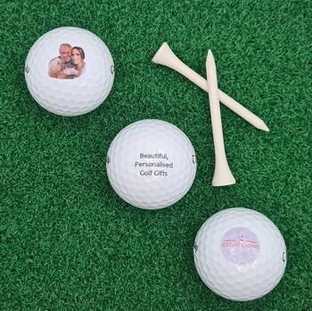 Three Personalised Golf Balls. Four Brands To Choose From. Any Logo, Photo Or Text. Free Gift Box, 3 of 12