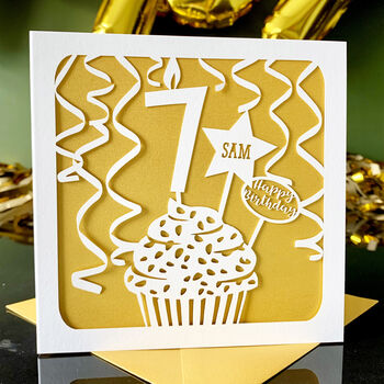 Personalised Cupcake 7th Birthday Card, 2 of 4