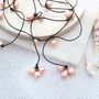 Pink Pearl Lariat Necklace On Black Leather, thumbnail 1 of 2