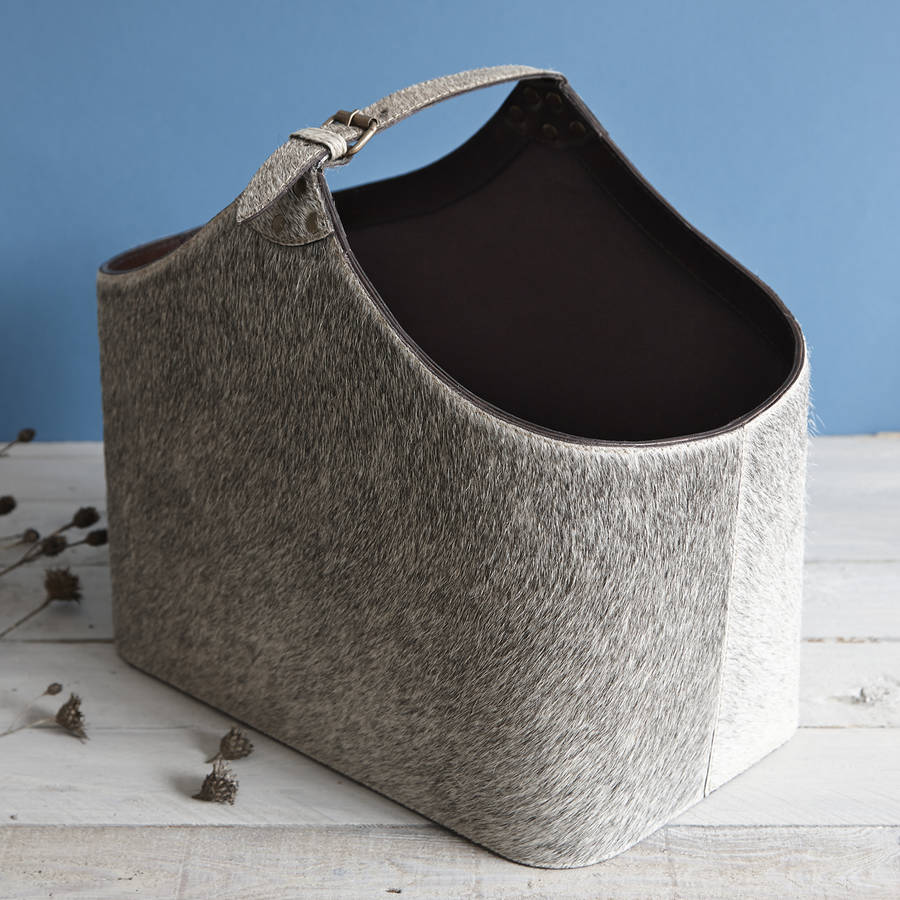Buckled Hide Magazine Basket By Life Of Riley