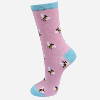 Women's Pink Bumble Bee Bamboo Socks, 2 of 2